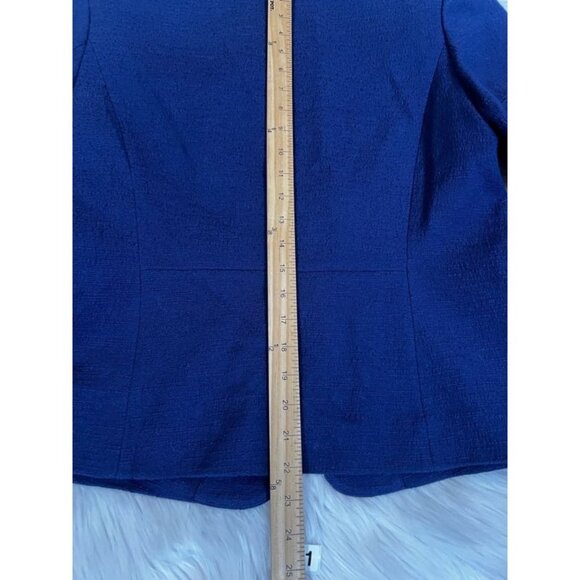 Loft Suit Jacket Blazer Women's 10 Blue Shoulder Pads Long Sleeve Button Short - Picture 10 of 13